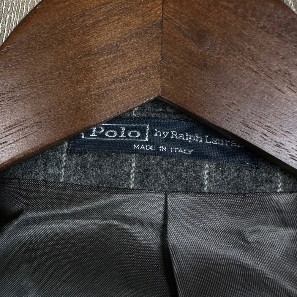Polo Ralph Lauren Pinstripe 3 Piece Suit Wool Cashmere Made in Italy 42S 36x29